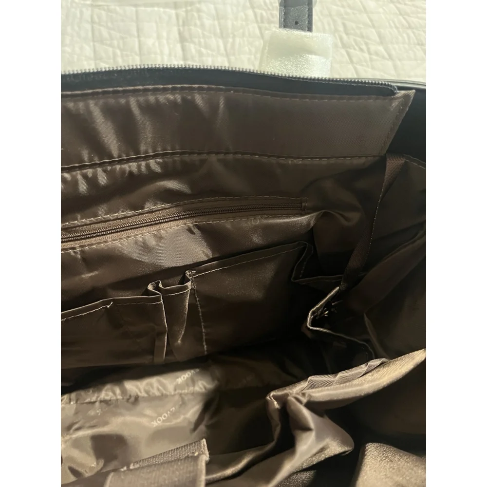 LOVEVOOK Laptop Bag Womens White Black Trim Strap